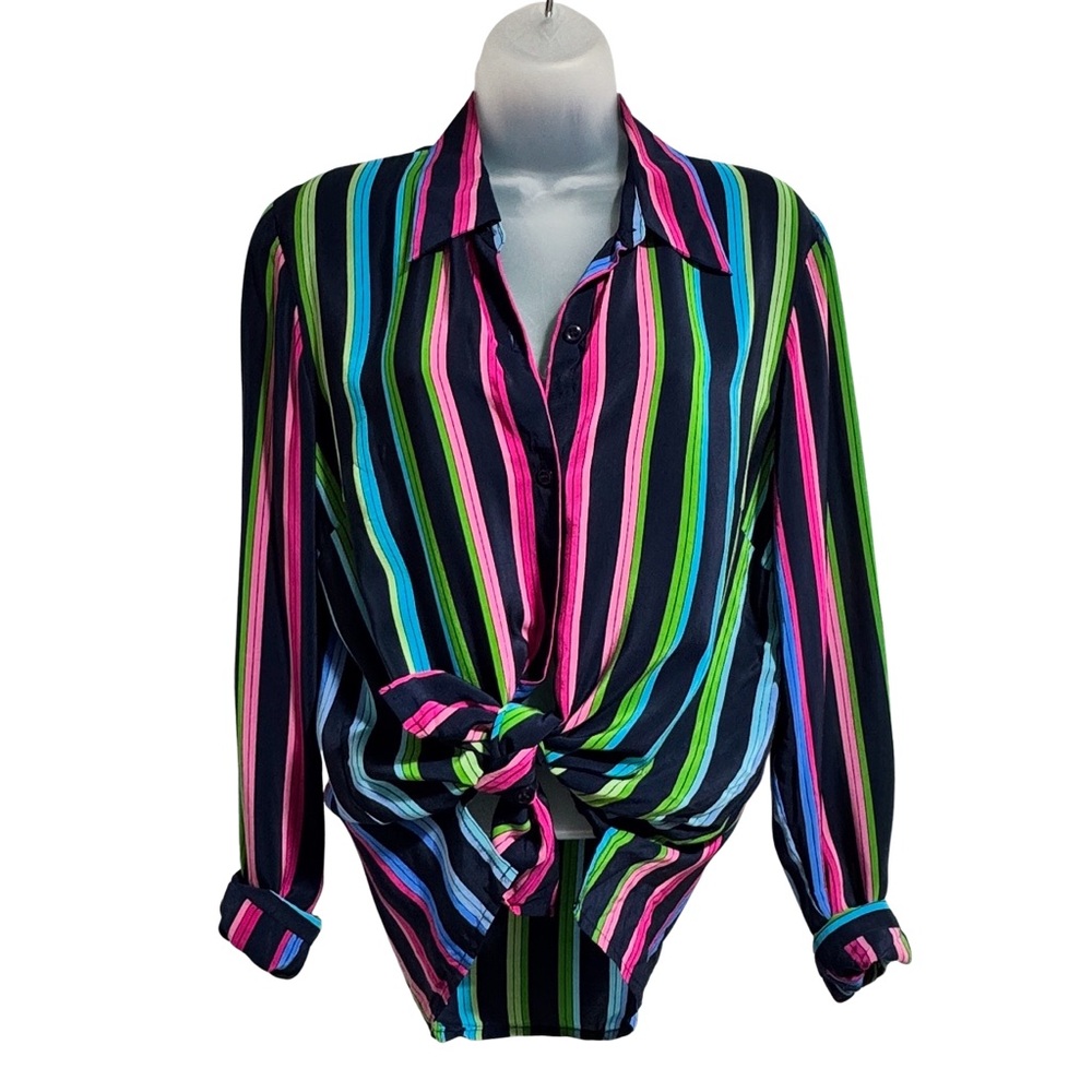 Evan Picone Vibrant Striped Button-Down Shirt